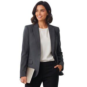 Theory Wool Blend 1 Button Suiting Blazer Gray Size 8